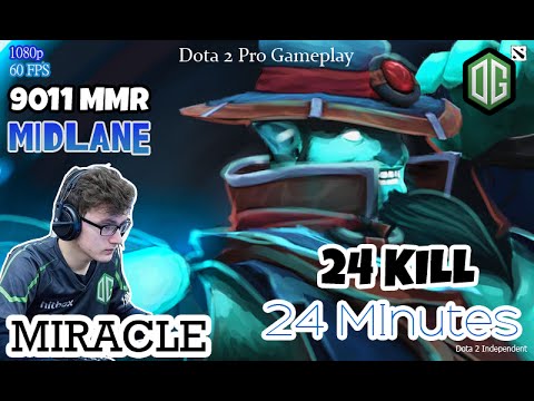 OG Miracle Play As Storm Spirit | 24 KILL 24 MINUTES | PRO GAMEPLAY RANKED MATCH GAMING 9011 MMR