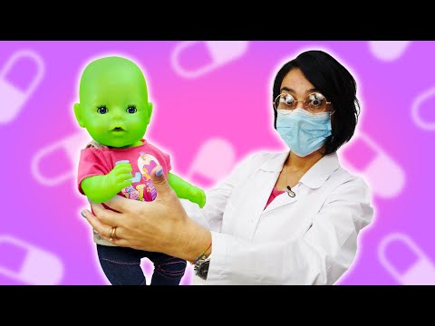 Che mal di pancia, aiuto! Giochi del dottore con le bambole Baby Born per bambini in italiano