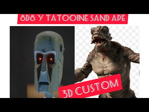 Star wars 3d customs  1/12 ,8d8 y Tatooine sand ape, 3d review en español