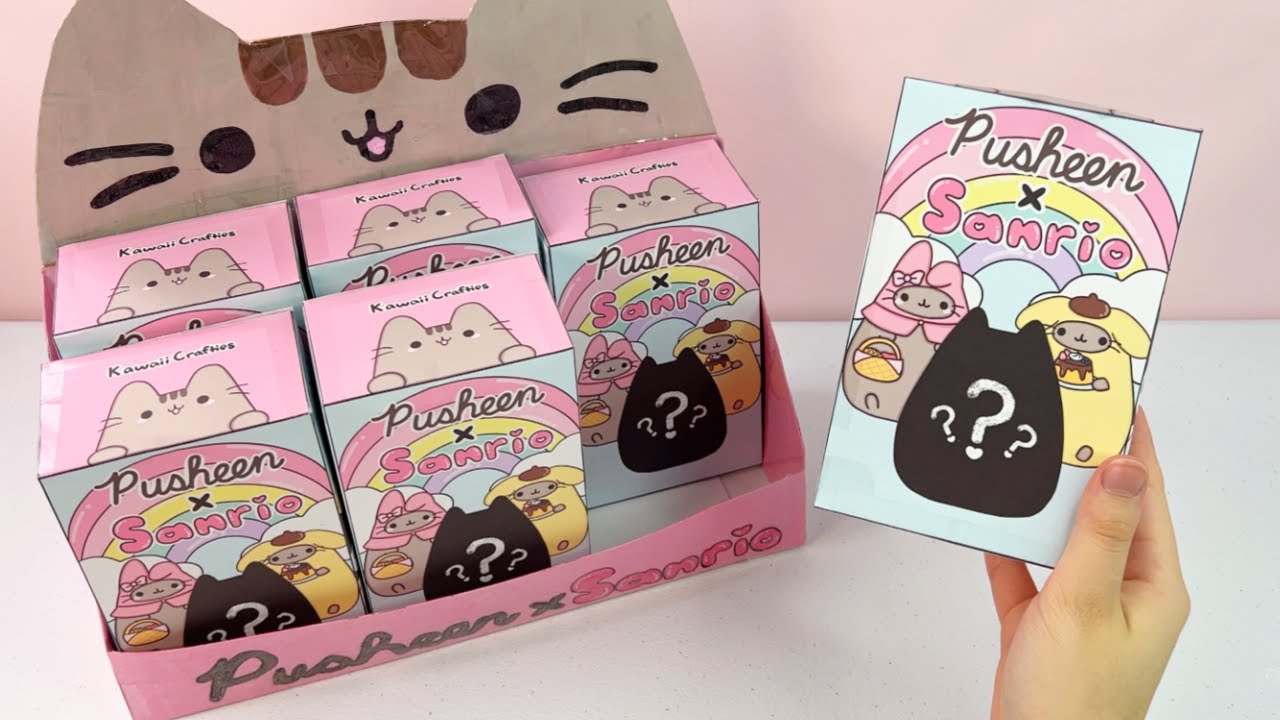 Pusheen x Sanrio Blind Boxes Unboxing Paper DIY | ASMR