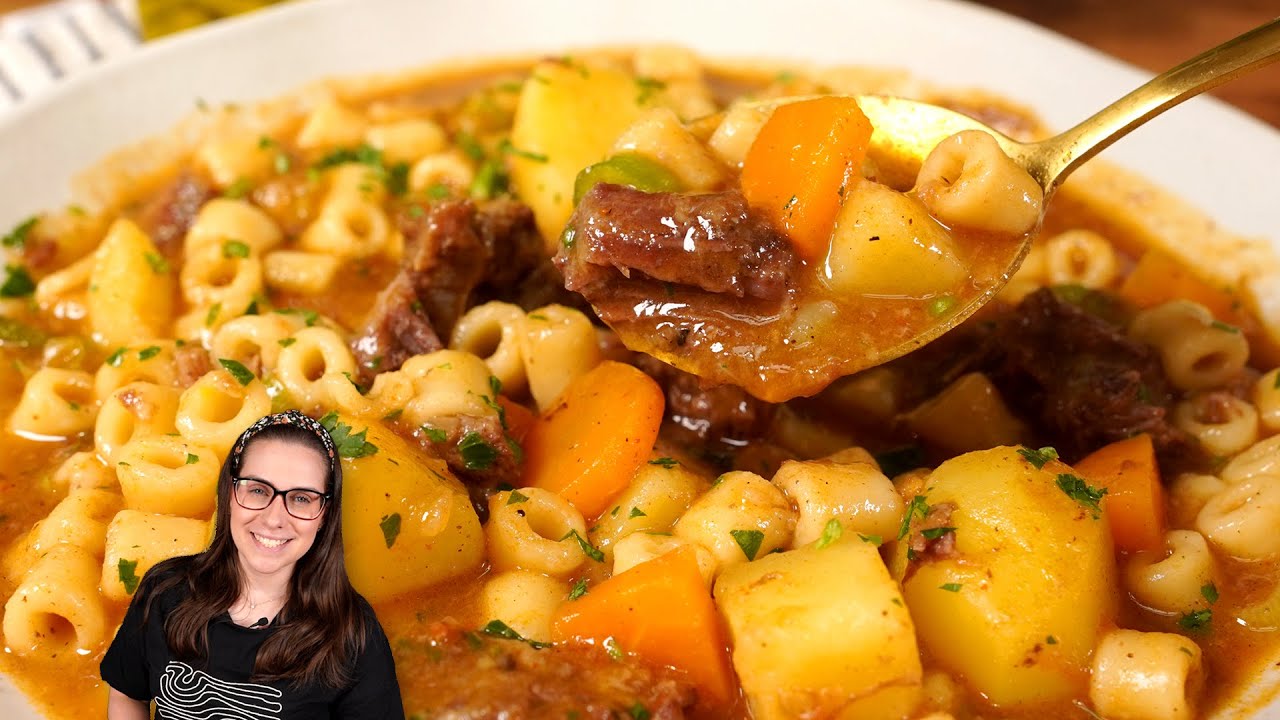 SOPA DE MUSCULO COM MACARRÃO E LEGUMES! DELICIOSA