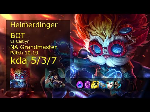 Heimerdinger Bot & Swain vs Caitlyn & Morgana - NA Grandmaster 5/3/7 Patch 10.19 Gameplay
