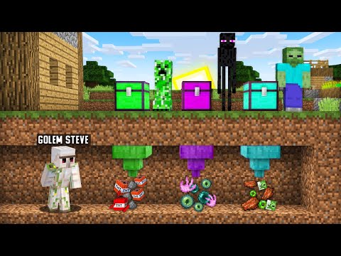 Minecraft Monster School Battle: Golem Steve's Robbery