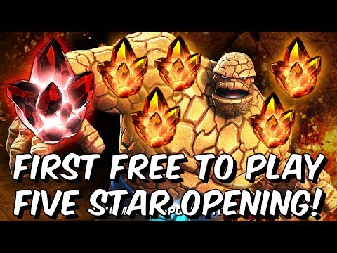 First Free To Play Five Star Crystal Opening + 5x 4 Star Crystals!! - Marvel Contest of Champions