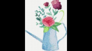 cross stitch world flowers in water-can