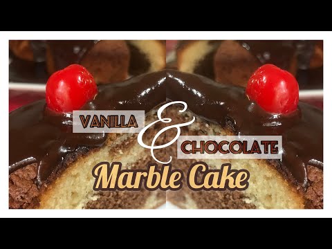 Vanilla & Chocolate Marble Cake with Chocolate Ganache | Moist, Soft & Fluffy | Easy Recipe