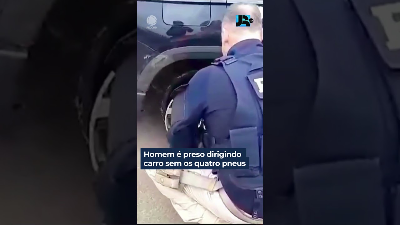 Homem é preso ao ser flagrado dirigindo um carro sem os quatro pneus no interior de SP #shorts