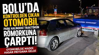 Boluda Kontrolden Çıkan Otomobil Römorka Çarptı