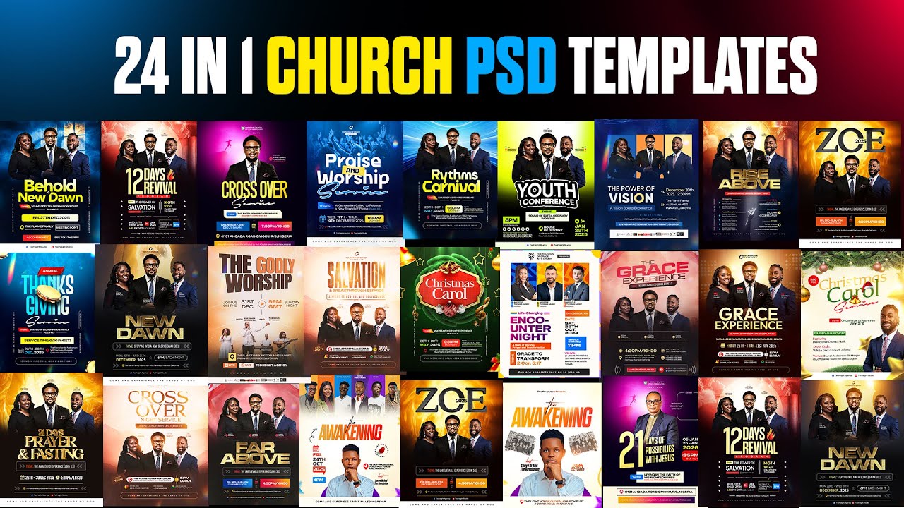 24-IN-1 Editable Church Flyer Templates (PSD) | Create Stunning Church Event Flyers in Minutes