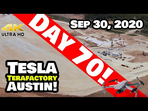 Tesla Gigafactory Austin 4K  Day 70 - 9/30/20 - Tesla Terafactory Texas - CONCRETE IS BEING POURED?!