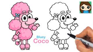 How to Draw Coco Poodle | Bluey | Cartoon Dog Relaxing Follow Along Drawing