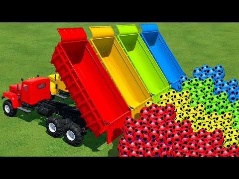 LOAD AND TRANSPORT SOCCER BALLS WITH FENDT TRACTORS AND TRUCKS - Farming Simulator 22