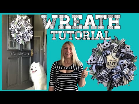 EVERYDAY WREATH FOR FRONT DOOR | BLACK AND WHITE WREATH IDEAS | DECO MESH WREATH TUTORIAL