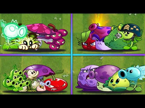4 Team PEA + ANIMAL + MUSHROOM + BOMB Plants Battlez - Who Will Win? - PvZ 2 Team Plants