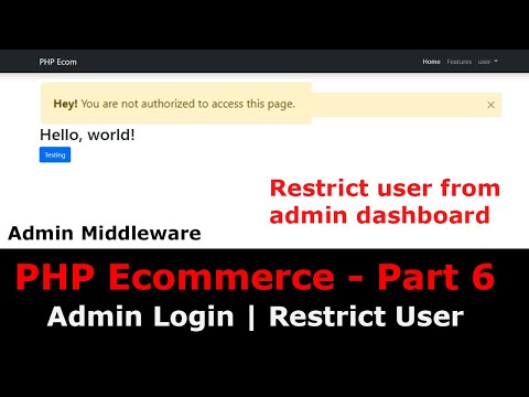 PHP Ecom Part 6 How to make Admin login and middleware in PHP | User and Admin Roles