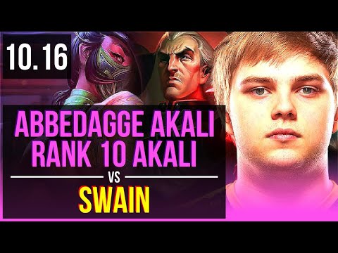 Abbedagge AKALI vs SWAIN (MID) | Rank 10 Akali, 2 early solo kills | EUW Challenger | v10.16