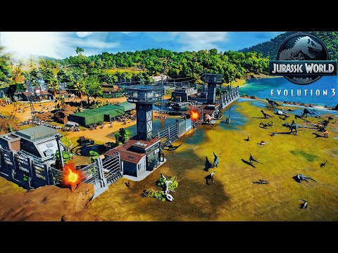 ALL Carnivores DESTROY the Security Base in jurassic world evolution 3