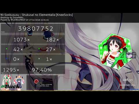 osu! | WubWoofWolf | Ni-Sokkususu - Shukusai no Elementalia [KneeSocks] +HD,HR 97.40% 1❌ 441pp