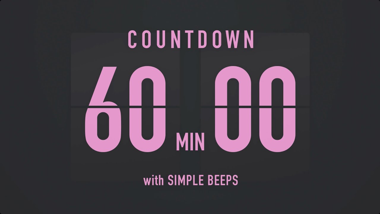 60 Minute Countdown Timer ⏳ Flip Clock with Simple Beeps 💕🖤