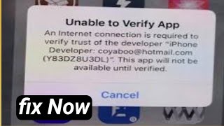 unable to verify app an internet connection is required to verify trust of the developer