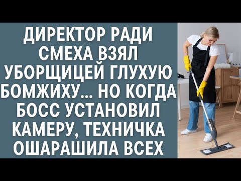 Директор ради смеха взял уборщицей глухую бомжиху… Но когда установили видеонаблюдние офис вздрогнул