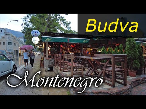 Budva, rain, Montenegro, 🌡T+21C° - Virtual Walking Tour - Travel Guide - 4k