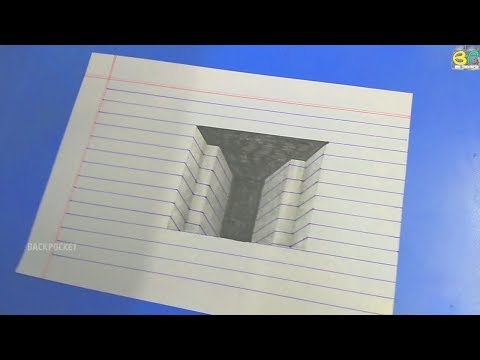 How to draw 3d Hole and stairs for kids !!Very easy - 3d trick art on paper || BACKPOCKET