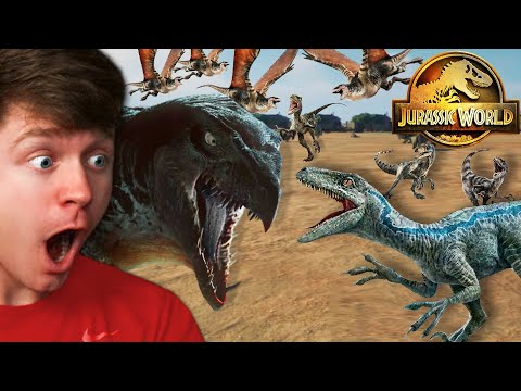 100 RAPTORS vs 100 MUTADONS the REMATCH! - Jurassic World Evolution 2