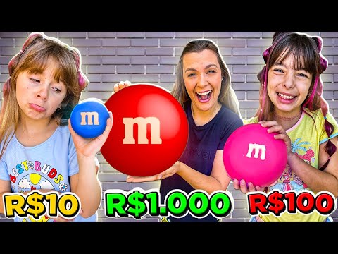 QUEM FIZER A MELHOR COMIDA GIGANTE COM R$10, R$100 ou R$1000 vence! - Desafio