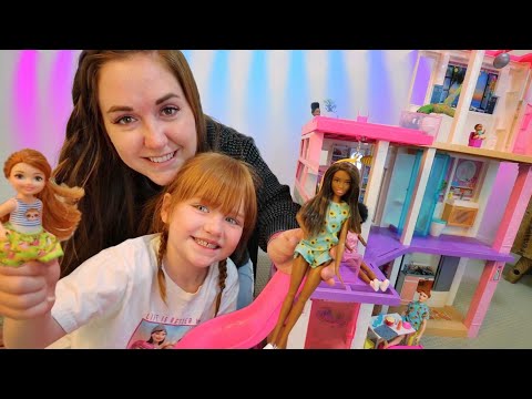 BARBiE MOViNG DAY!!  Dream House Makeover! new neighborhood & swimming pool! play pretend with Adley