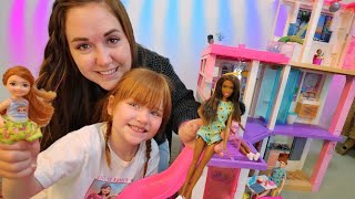 BARBiE MOViNG DAY!!  Dream House Makeover! new neighborhood &amp; swimming pool! play pretend with Adley
