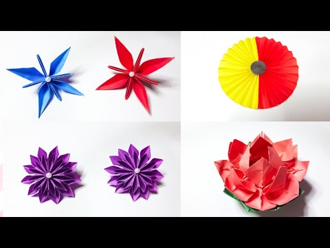 4 Different Types of Paper Flowers | How to Make Paper Flowers Easy | Flower Cutting