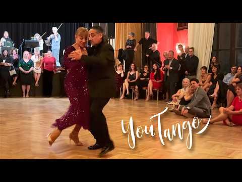  Gregorio Garrido  and  Martha Giorgi  are  dancing  to  the  milonga  "  Reliquias Porteñas  "  by  Quinteto Garufa  in  2025