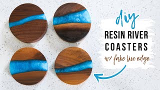 DIY Resin River Coasters With "FAUX” Live Edge Wood