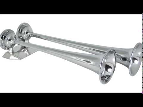 10624 — Heavy Duty Marine Dual Trumpet Deck Air Horn (24-Volt, Chrome)