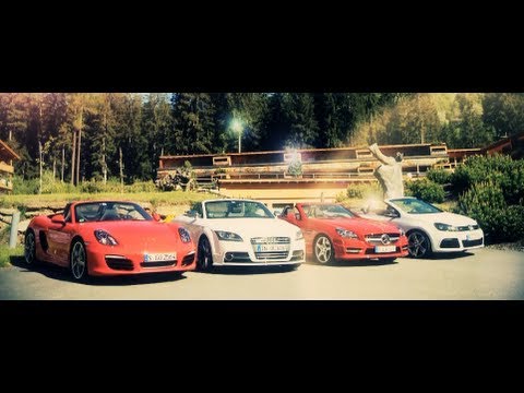 Porsche Boxster S, Mercedes SLK 250 CDI, Audi TTS Roadster und VW Golf R Cabrio