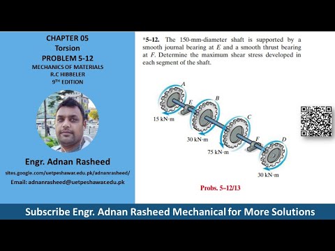 5-12 | Ch 5 Torsion | Mechanics of Materials Rc Hibbeler |