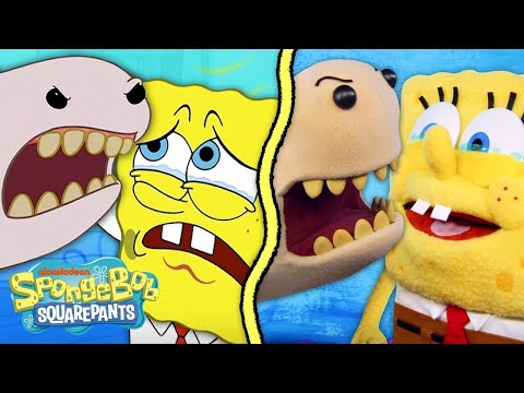 SpongeBob vs. The Alaskan Bull Worm IRL! ?⚠️ SpongeBob Episode with Puppets