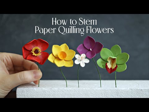 Quick Tip #3 - How to Stem Paper Quilling Flowers - Paper Crafts Tutorial