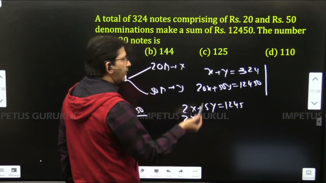 Watch video A total of 324 notes comprising of Rs. 20 and Rs. 50 denominations make a sum of Rs. 12450. 👇 Now A total of 324 notes comprising of Rs. 20 and Rs. 50 denominations make a sum of Rs. 12450. 👇