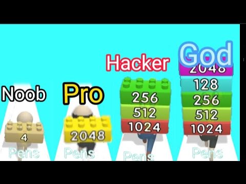 Noob vs Pro vs Hacker vs God in Brick Runner 2048 | Latest Game 👍 |