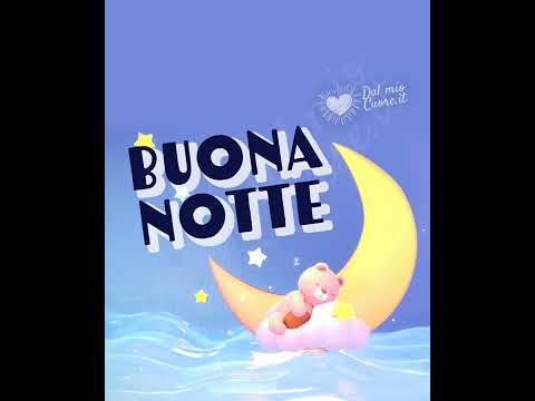Buonanotte Video e GIF con orsetto su luna adagiata sul mare