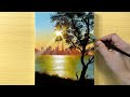 Sunrise painting / Acrylic Painting for Beginners / STEP by STEP #215 / 일출 그리기