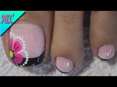 DISEÑO DE UÑAS PARA PIES FLOR Y FRANCÉS – COMO HACER FLOR Y FRANCÉS PRINCIPIANTES – FLOWERS NAIL ART