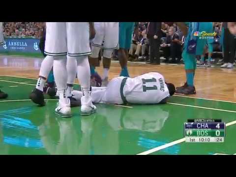 Kyrie bloodied after elbow from teammate