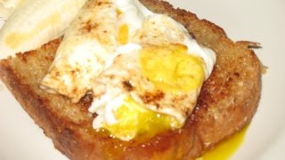 bread & drippings beef sop served with over easy eggs and bananas for breakfast mucky fat toast