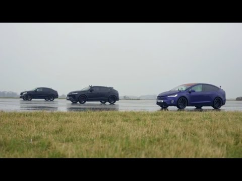 DRAG RACE | Tesla Model X vs  Lamborghini Urus vs Brabus 850 | Wet Surface