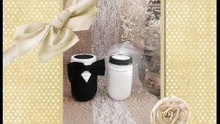 Dollar Tree DIY Bride and Groom Mason Jars | Dollar Tree Wedding Decor