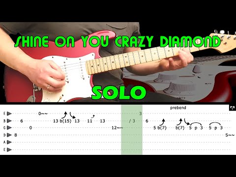 SHINE ON YOU CRAZY DIAMOND - Guitar lesson - Guitar solo (with tabs) - Pink Floyd