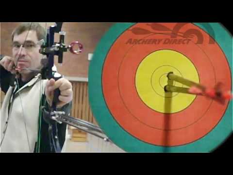 Shooting a Martin Firecat Compound bow with back tension release - slow motion archery